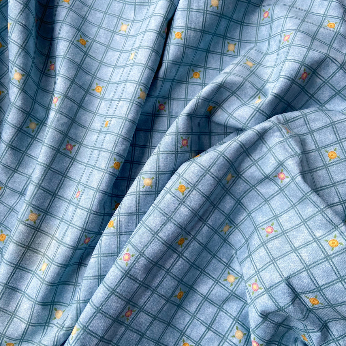 Blue Floral Checks